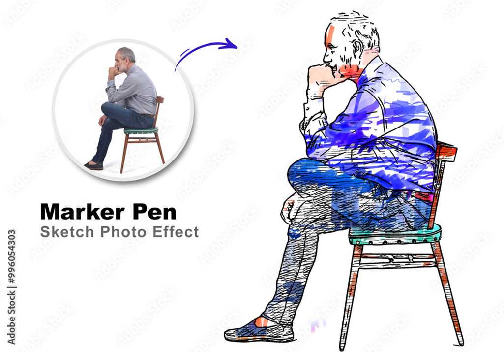 PhotoshopマーカースケッチエフェクトPSD