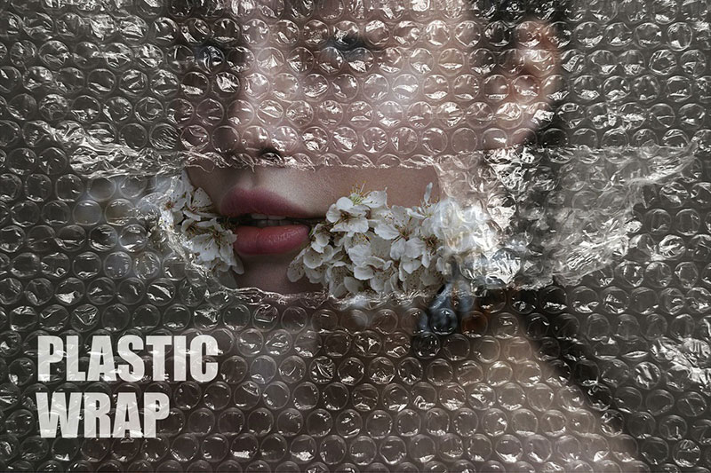 Bubble Plastic Wrapping Photo Effect Mockup
