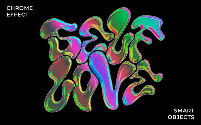 Holo Chrome Logo Effect Mockup