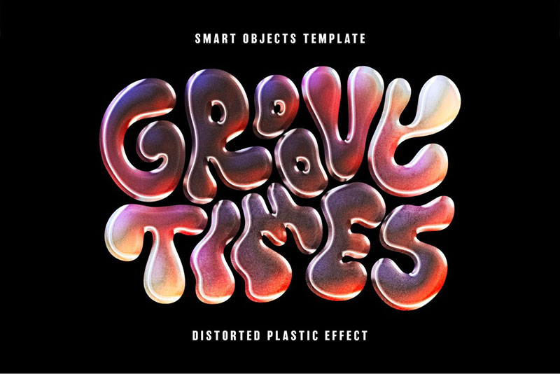 Distorted Plastic Text & Graphic Effect Mockup
