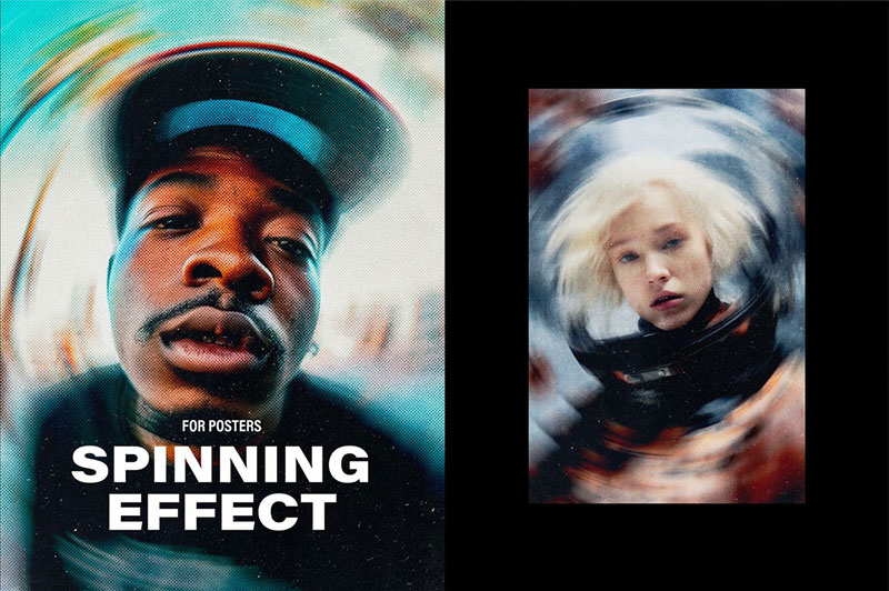 Halftone Spinning Blur Poster Photo Effect Mockup